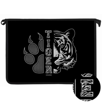 Папка д/тетрад. А4 (340*240*40) молния сверху, пластик, фольга "Свирепый тигр" диз. с двух сторон