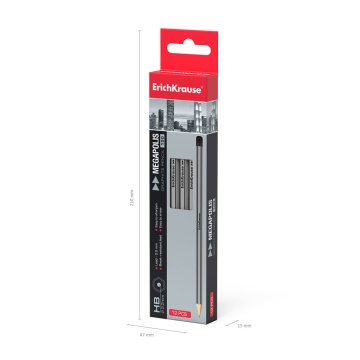 Чернографитный шестигранный карандаш ErichKrause MEGAPOLIS 100 HB (в коробке по 12шт.)