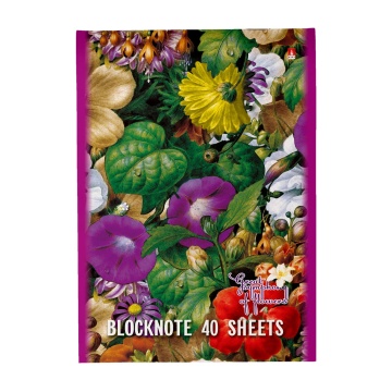 Блокнот А5  40л скоба "Цветы" клетка, ассорти