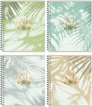 Тетрадь А5 96л кл. гребень Полином "Арт-деко тени" софт-тач, 4 дизайна, БЕЗ ПОЛЕЙ