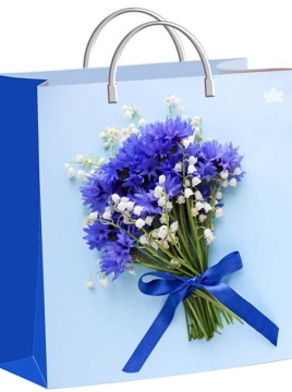 Пакет 26*24см (140мк) с пластиковой ручкой "Милые васильки" мягкий пластик