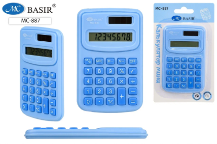 Калькулятор мини. 8-разр. Двойное питание. 97*60*8 мм. Синий