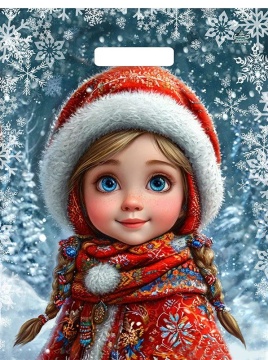 Пакет 40*31см (30мк) с вырубной укрепл. ручкой "Снегурушка" ПВД