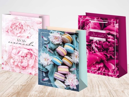 Пакет подар. бумажн. 14*20*8 см, 157гр/м2  Микс