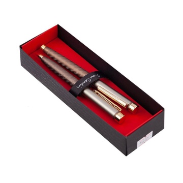 Набор: ручка шариковая+роллер Pier Cardin, корпус-латунь с матовым покрытием