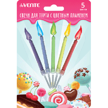 Свечи для торта Color flame, 5шт, цветной огонь