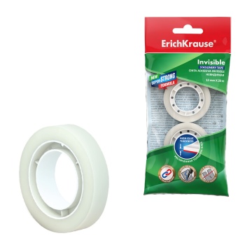 Скотч 12мм*20м, 2шт. INVISIBLE, прозрачный с матовой поверхностью