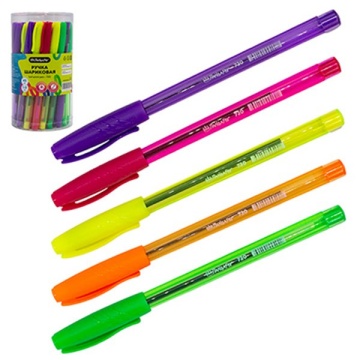 Ручка Пандарог 720 шариковая,трехгранная 1,0мм, синяя, корпус ассорти, 45шт.тубус *45.450.1800