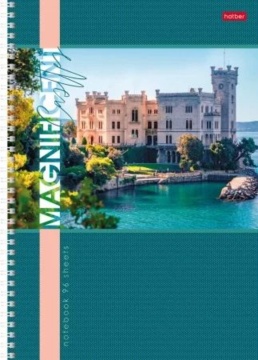 Тетрадь А4 96л клетка.гребень мелов "Великолепные замки" ассорти (4диз) перф 65г
