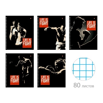 Тетрадь А5 80л кл. гребень Альт "Бойцовский клуб" глянц. лам. БЕЗ ПОЛЕЙ