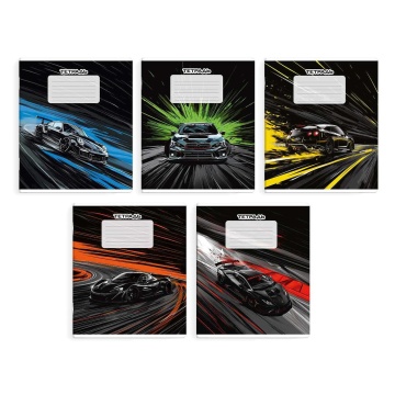 Тетрадь А5 12л кл. Феникс+ "Неоновые тачки" выб.УФ-лак, белизна 100%