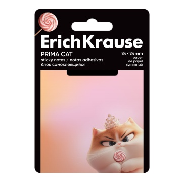 Блок самоклеящийся бумажный ErichKrause Prima Cat, 75х75 мм, 50 листов