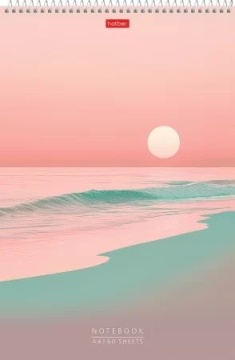 Блокнот А4  60л гребень "Медовый закат" клетка, УФ-лак., жест.подл.