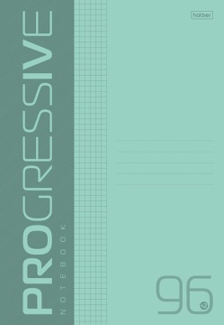 Тетрадь А4 96л кл. скоба Hatber пласт.обл. "PROGRESSIVE. Бирюзовая"