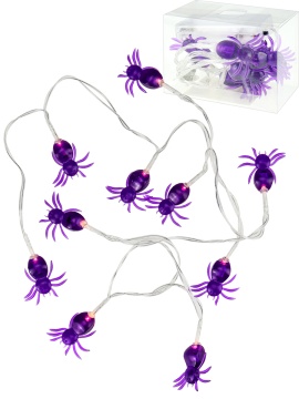 Гирлянда на батарейках с насадками  1,65м 10LED "Паучки" фиолетовая
