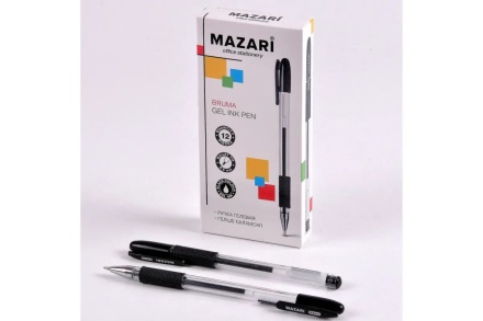 Ручка гелевая Mazari Bruma черная, 0,5мм, прозр.корпус, грип*