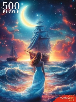 Пазлы 500 элементов 480*330мм. "Девушка у ночного моря"