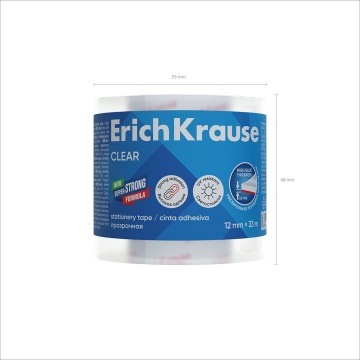 Набор из 4 клейких лент ErichKrause Clear, 12ммх33м, прозрачный (в пленке)