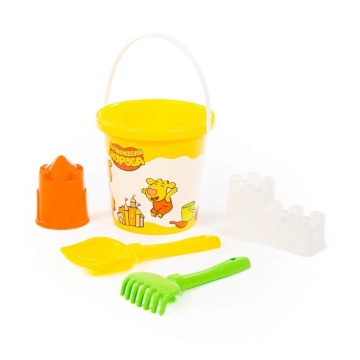Набор игрушек. "Оранжевая корова" ведро среднее,лопатка 5, грабельки 5, формочки