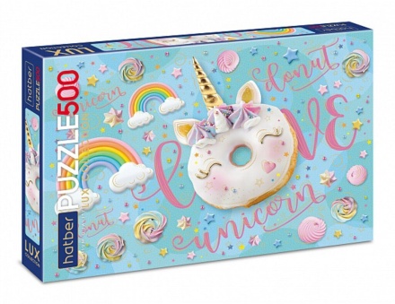 Пазлы 500 элементов 480*330мм. "LUX. Sweet unicorn" мат.лам., 3Dфольга, Premium