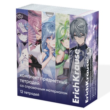 Комплект предметных тетрадей "Manga" 12 шт в упаковке, 48л., кл./лин., справ. мат.