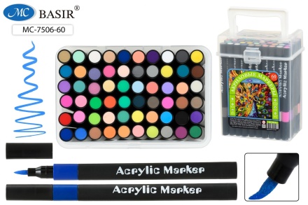 Набор маркеров акриловых 60цв. кистевидн. "Basir. Павлин" 1-5мм