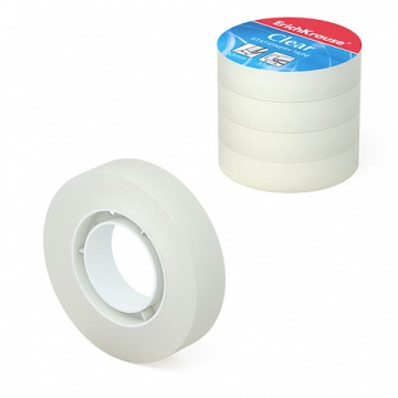 Набор из 4 клейких лент ErichKrause Прозрачная, 12ммх33м, прозрачный (в пленке)
