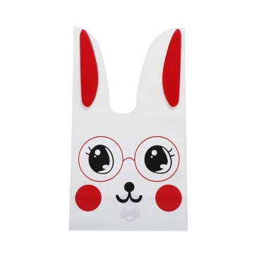 Мешок подар. ПВХ  с ушами 18*30см "Заяц в очках" красный 50шт/уп