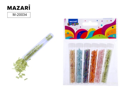 Бисер для декорат.работ, в пласт.тубах, ассорти  6 цветов, 4мм*7гр.