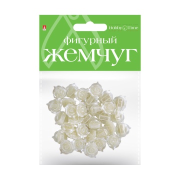 Бусины пласт. "HobbyTime. Розочки"  жемчужные 13мм