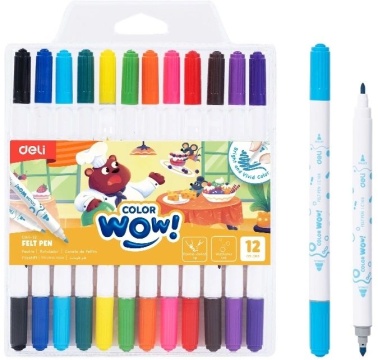 Фломастеры  12цв "Deli. COLORWOW! ", двусторон., смываемые
