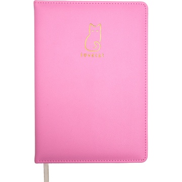 Записная книжка А5  80л. "I Love Cat!" розовая, иск.кожа, тв. обложка, ляссе, клетка