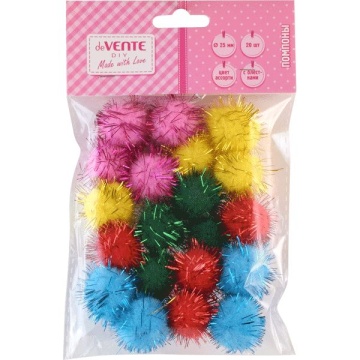 Набор "Помпоны 25шт. с блестками, ассорти цветов