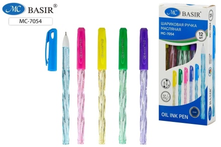 Шариковая ручка с чернилами на масляной основе: винтовой, тонированный, пластиковый цветной с блёстками корпус .ассорти., цветной колпачок, 0,7 mm, цвет чернил-синий.