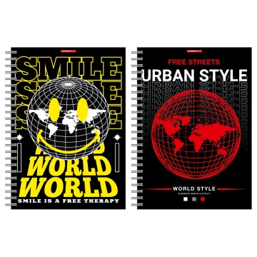 Тетрадь А4 96л кл. гребень Academy Style "Глобус" ВД лак, белизна 100%