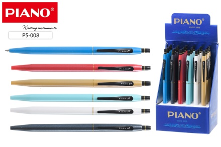 Ручка шарик. Автоматич. Piano. "Elegant". Масляные чернила. Изящный пластиук.цветн.корпус, ассорти. 0,7 мм