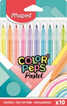 Фломастеры  10цв "Maped. Color Peps Pastel", суперсмываемые