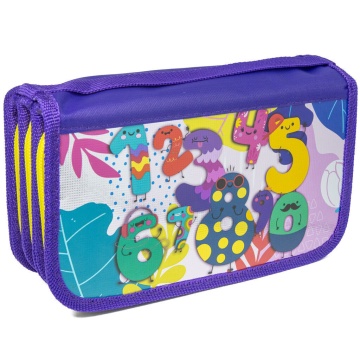 Пенал 3 отд. (190*105*60) молния, металлиз.лам.картон "Забавные цифры"