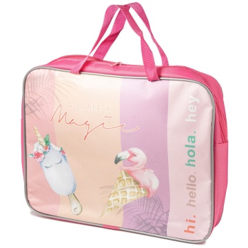 Папка А4 (335*260*60) с ручками, молния, ткань "Трендовое мороженое"