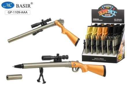 Ручка шариковая: "РУЖЬЁ"; .ассорти., длина корпуса 19,5 см, цвет чернил-синий, 0,38 mm.