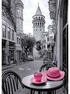 Ежедневник недат. А5  80л., 7БЦ "Розовые чашка и шляпка"