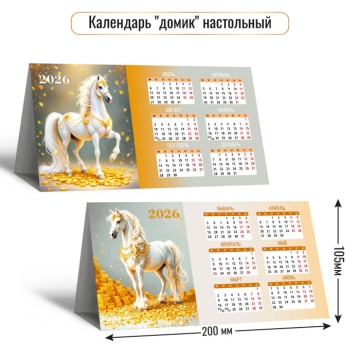 Календарь-домик 210*115мм на 2026г. Символ года, горизонтальный