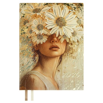 Ежедневник дат. 2026г А6 176л., кожзам, мягк.пер. "Золотая эстетика" тисн.фольгой, ляссе