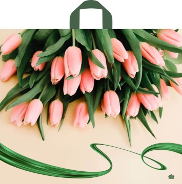 Пакет 50*60см (60мк) с петлевой ручкой "Райские тюльпаны" ПВД