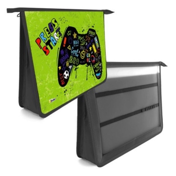 Папка д/труда А4 (340*245*75) 2отд. молния сверху, пластик "Джойстик арт"