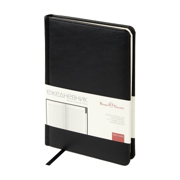 Ежедневник недат. А5 128л., кожзам, тв.обл. "Prime. Черный" вырубка, ляссе