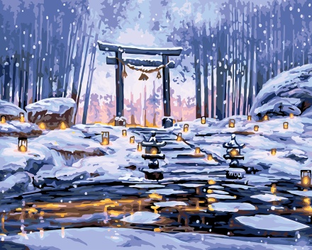 Картина по номерам на холсте со светодиодами 40*50см "Ворота духов"