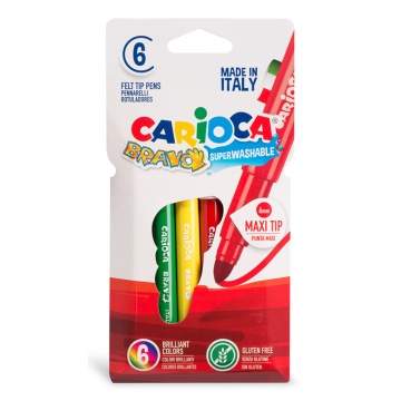 Фломастеры   6цв "Carioca. Bravo", 6мм, блистер картонный