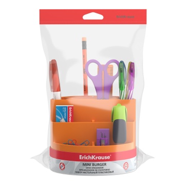 Набор настольный вращающийся пластиковый ErichKrause Мини-бургер, Непрозрачный неон, оранжевый