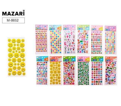 Наклейки декоративные 11*30см  "Детский микс" объемные, 12 диз.